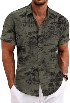 COOFANDY Men's Linen Shirts Short Sleeve Casual Shirts Button Down Shirt for Men Beach Summer Wedding Shirt - Amazon.sa Price Tracker