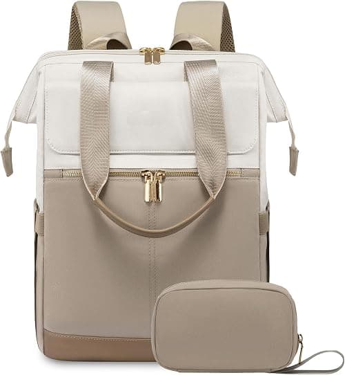 Laptop Backpack for Women, 15.6-Inch Work Bag, Waterproof Travel Backpack with Organizer, Fashionable Teacher & Nurse Bag, 2-Piece Set Vintage College Work Daypacks على Amazon.ae - متتبع الأسعار