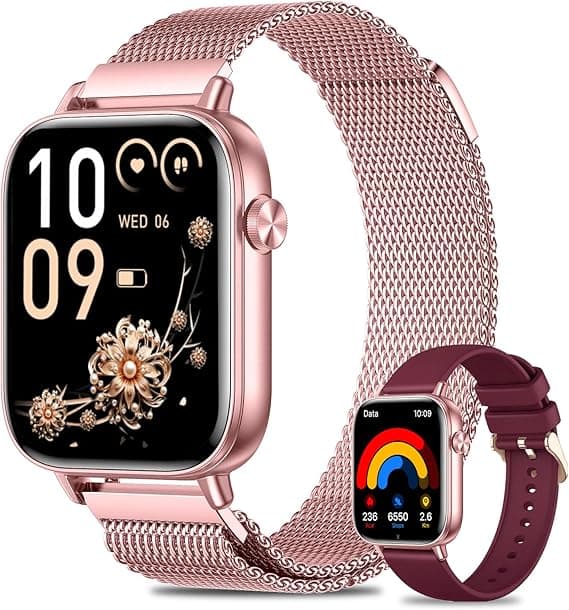 Smart Watch for Women(Answer/Make Calls), 1.83" Smartwatch with Heart Rate/SpO2/Sleep Monitor, 100+ Sport Modes, IP68 Waterproof Fitness Watches for Android & iPhone, 2 Bands, Pink on Amazon.ae - Price Tracker