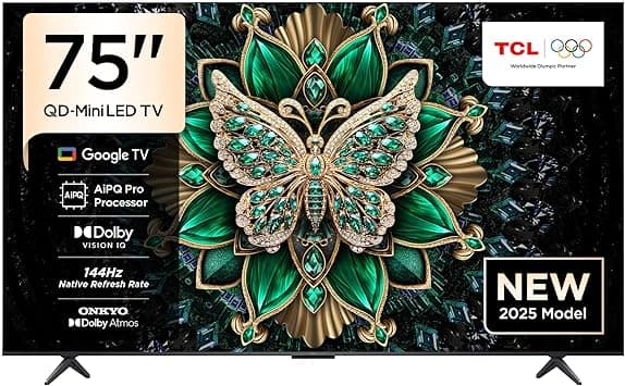 TCL 75C6K Television 75 Inch Smart TV 4K QD-Mini LED Colorful Quantum Crystal HDR 10+ Gaming Google TV, 144Hz Native Refresh Rate, ONKYO 2.1 Hi-Fi, Dolby Atmos, AI Mode, Game Master (2025 Model) on Amazon.ae - Price Tracker