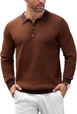COOFANDY Mens Knit Polo Shirts Casual Long Sleeve Classic Polo Shirts Button Down Golf Shirts - Amazon.ae Price Tracker