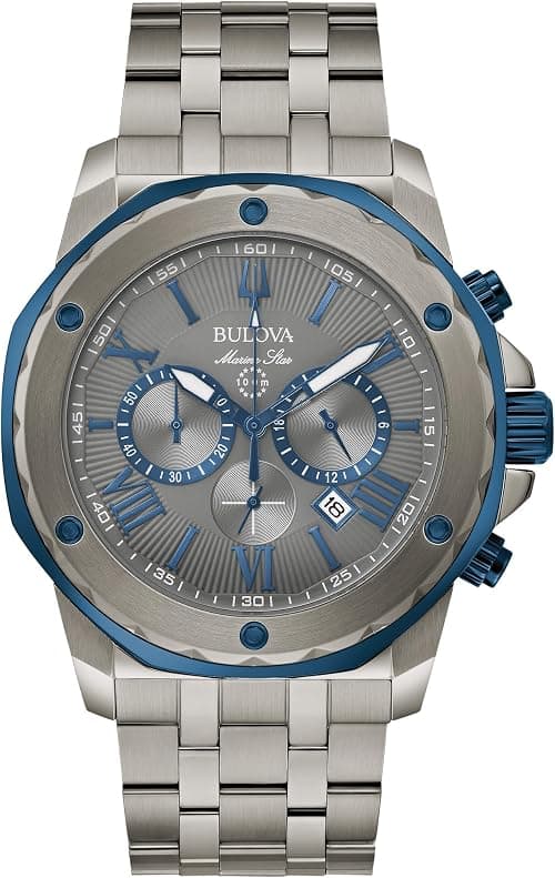 Bulova Men's Marine Star 'Series A' Chronograph Quartz Watch, Luminous Markers, Rotating Dial, 100M Water Resistant, 44mm on Amazon - Best Deal Finder