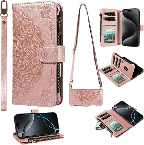 Zipper Crossbody Wallet Wristlet Phone Case for Motorola Moto G67/G77 5G,PU Leather Embossing Mandala Flower Magnetic 9 Card Holders Pocket Cover All-Round Shockproof Bumper on Amazon.ae - Price Tracker