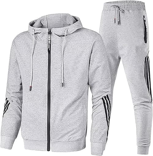 Mens Full Zipper Hoodie and Sweatpants Set Casual 2 Pieces Tracksuits Fashion Running Sweat Suits on Amazon.ae - Price Tracker