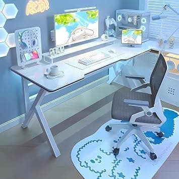 Wemart Gaming Table, 100CM Computer Desk Home Office Desk Extra Large Modern Ergonomic Black PC Table Gamer Workstatio (White, 100 * 60 * 75cm) on Amazon - Best Deal Finder