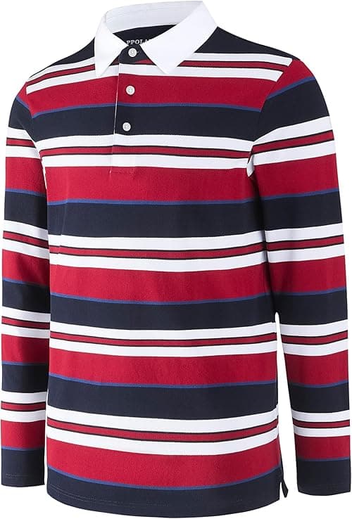 Men's Polo Shirts Long Sleeve Striped Dry Fit Casual Collared Pique Golf Polo Shirts for Mens on Amazon.ae - Price Tracker
