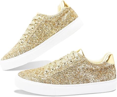 Jeekopeg Glitter Sparkly Fashion Sneakers Shoes Shiny Casual Shoes Bling Sequin Concert Low Cut Lace up on Amazon.ae - Price Tracker