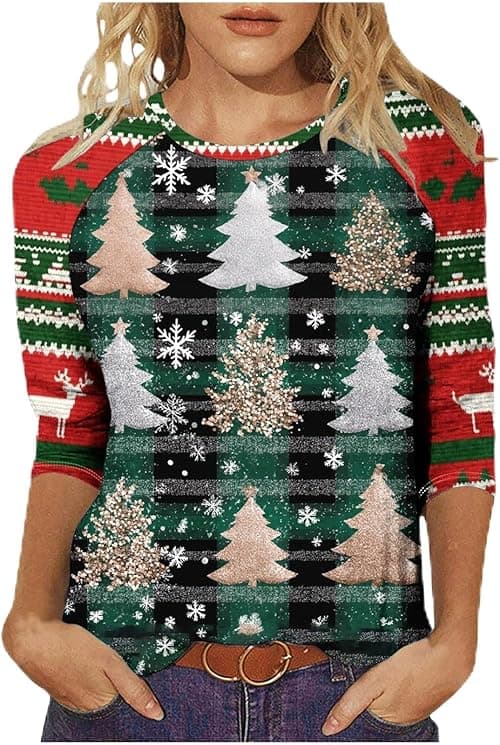 Christmas Tops for Women Rude Christmas Jumper Short Sleeve Blouses Funny Xmas Tree Santa Snowflake Print Blouse Crew Neck Jumper Rude Xmas Casual Tunic Top Casual Holiday Tshirt Top on Amazon.ae - Price Tracker