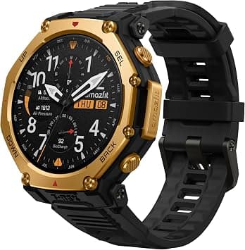 Amazfit T-Rex 3 Pro Outdoor Smart Watch 48mm Sapphire AMOLED Display with Flashlight, Ti Bezel, Dual Band GPS, Offline Maps, 25 Days Battery, 10 ATM, 180+ Sports Mode for Android & iPhone, Black Gold on Amazon.sa - Price Tracker