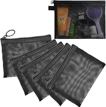6PCS Nylon Mesh Zipper Pouch Bags,Mesh Makeup Bag with Zipper Small Travel Kit,Travel Toiletry Kit Set Storage Case Beauty Makeup Cosmetic Accessories Organizer for Women and Men (BLACK) on Amazon - Best Deal Finder