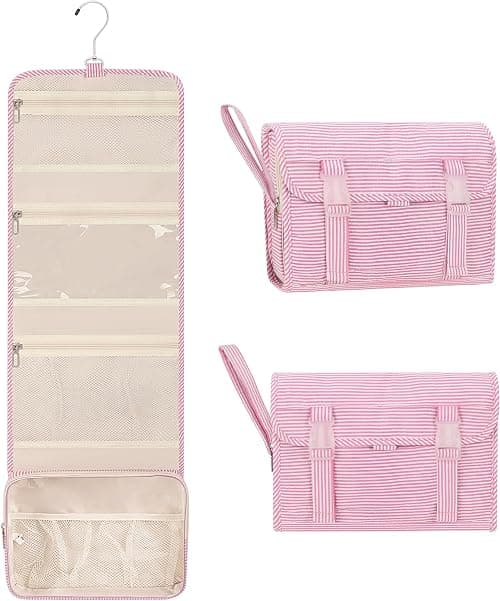 Toiletry Bag, Relavel Travel Hanging Toiletry Bag for Men and Women, Leather Water-Resistant Makeup Cosmetic Bag Travel Organizer for Toiletries, Shampoo, Full Sized Container Travel Bag on Amazon - Best Deal Finder