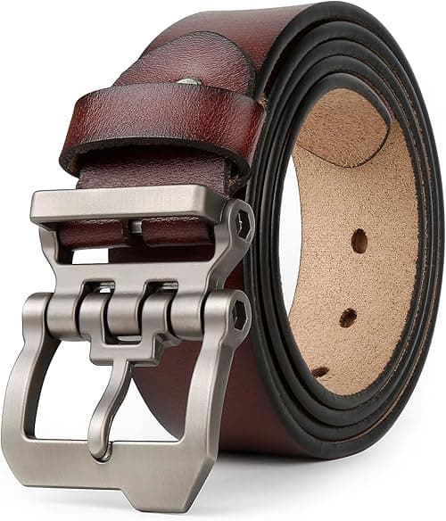 JingHao Belts for Men,Casual Mens Belt Leather for Jeans,Cowboy,Black Genuine Leather Belt,Plus Size 28"-64" Width 1.45" Brown on Amazon.ae - Price Tracker