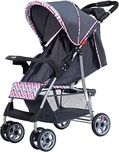 The Moon Brand Trek Baby Stroller – One Hand Fold Travel Gear – Lock, Dual Tray, Leg Rest, MultiReclining Seat – Baby Trolley for Newborn, Infant & Toddler – 0m+ (Up to 24 Kg) – Pink Stripes - Amazon.sa Price Tracker
