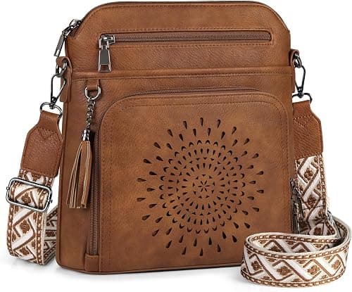RAINSMORE Crossbody Bags for Women Leather Purse with Built in Wallet & Wide Straps Travel Cross Body Shoulder Handbags on Amazon.ae - Price Tracker