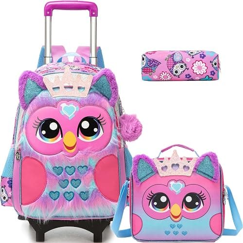 Meetbelify Girls Cute Backpack with Wheels for Elementary Students Kids Black Travel Luggage على Amazon.ae - متتبع الأسعار