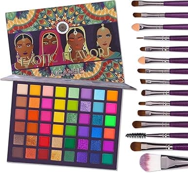 UCANBE EXOTIC FLAVORS Eyeshadow Palette + 15 PCS Eye Brushes Makeup Set 48 Colors Neon Shimmer Matte Glitter Eye Shadow Powder Highly Pigmented Gift Set Make Up Pallet on Amazon.ae - Price Tracker