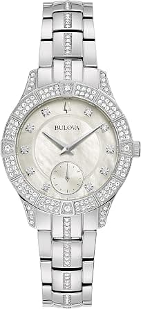Bulova Ladies' Crystal Phantom 3-Hand Quartz Silver Stainless Steel Watch, White Mother-of-Pearl Dial Style: 96L291, Silver, Crystal Phantom on Amazon.ae - Price Tracker