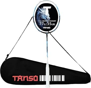 TANSO Black Ice Full Graphite Ultra Light Weight Carbon Fibre Strung Badminton Racket (35 Lbs Tension, 6.5mm Ultra Slim Shaft, 77 Grams, Strung with Premium Strings and Full Racquet Cover) on Amazon - Best Deal Finder