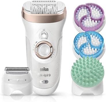 Braun Silk-pil 9 Epilator, Hair Removal, 4 In 1 Epilator With 12 Extras & Attachments Including Shaver Head & Trimmer Cap, Wet & Dry, 2 Pin Bathroom Plug, 9-961V, White/Rose Gold on Amazon.ae - Price Tracker