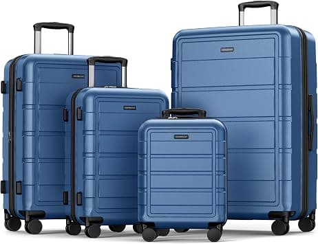 SHOWKOO Luggage Set 4 Piece Hardshell PC Expandable Suitcase, Navy Blue | Lightweight Travel Luggage High Capacity with Spinner Wheels TSA Lock on Amazon.ae - Price Tracker