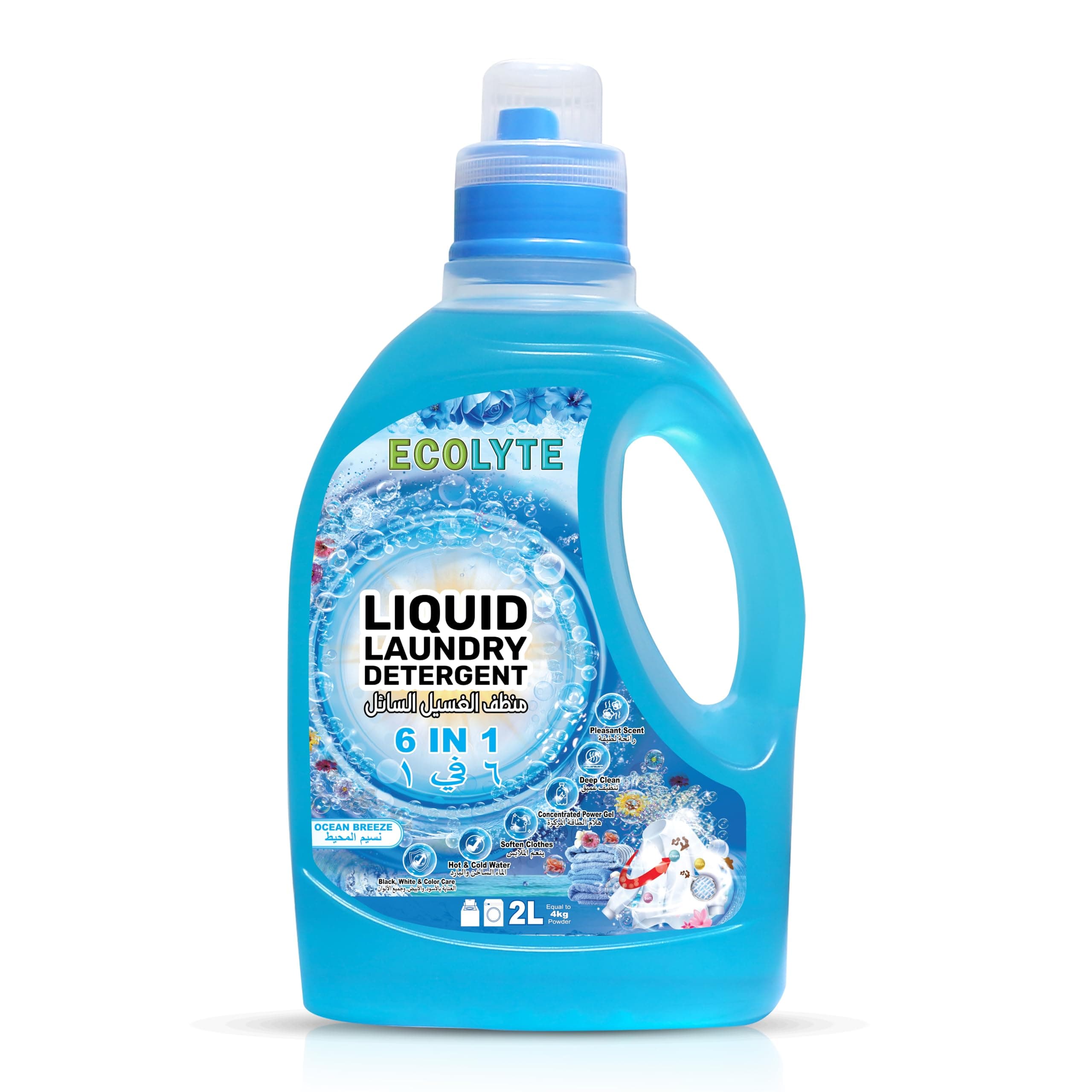 ECOLYTE+ Liquid Laundry Detergent for All Washing Machines, 6 in 1 Deep Clean Technology, Power Gel, Color Care, Perfect Cleanliness & Long-Lasting Freshness - (Ocean Breeze, 2 Liter) on Amazon.ae - Price Tracker