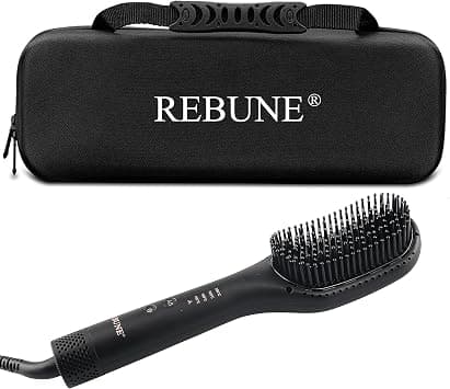 REBUNE New Hot Air Styler 3 In 1 Negative Ion Hair Straightener Brush Hot Air & PTC Dual Heating Technology For Smooth Frizz-Free Hair (With Case) على Amazon.ae - متتبع الأسعار