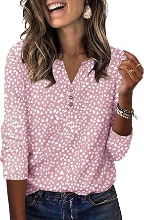 XIEERDUO 3/4 Length Sleeve Womens Tops Fashion Clothing V Neck T Shirts Dressy Blouses Business Casual Outfits Tunic Tops on Amazon.ae - Price Tracker