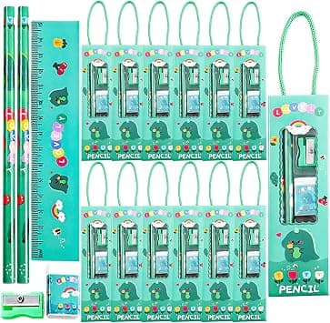 12 Boxes Stationery Set for Kids - Back to School Supplies Kit with Pencils, Erasers, Rulers & Sharpeners - Dinosaur, Astronaut & Unicorn Themed Classroom Prizes, Party Favors (Dinosaur) on Amazon.ae - Price Tracker