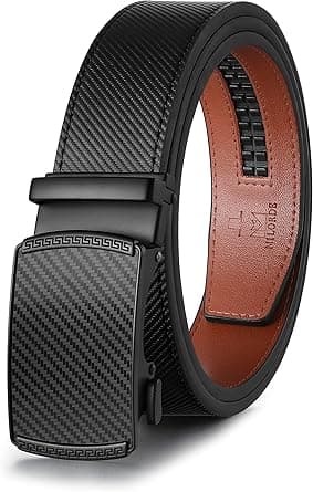 MILORDE Men's Genuine Leather Ratchet Belt, Customizable Fit, 1 3/8" for Dress Pant Shirt Oxfords Casual Golf on Amazon.ae - Price Tracker