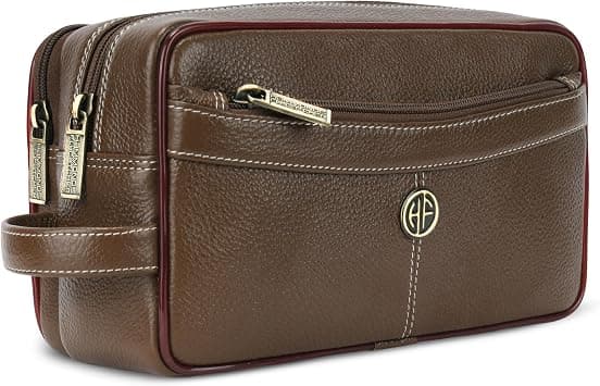 Hammonds Flycatcher Genuine Leather Toiletry Bag for Men and Women Cosmetic Organizer Bag, Travel Organizer Pouch, Toiletry Pouch for Men with Multiple Pockets, Shaving Kit Bag for Men, Brushwood on Amazon - Best Deal Finder