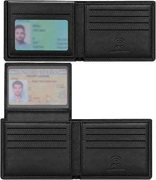 Travelambo Genuine Leather Wallet for Men with Gift Box - Handmade Bifold Stylish - Mens Wallets Rfid Blocking with 2 ID Windows, Grain Leather Black, 4.5“x3.5”, Minimalist on Amazon.ae - Price Tracker
