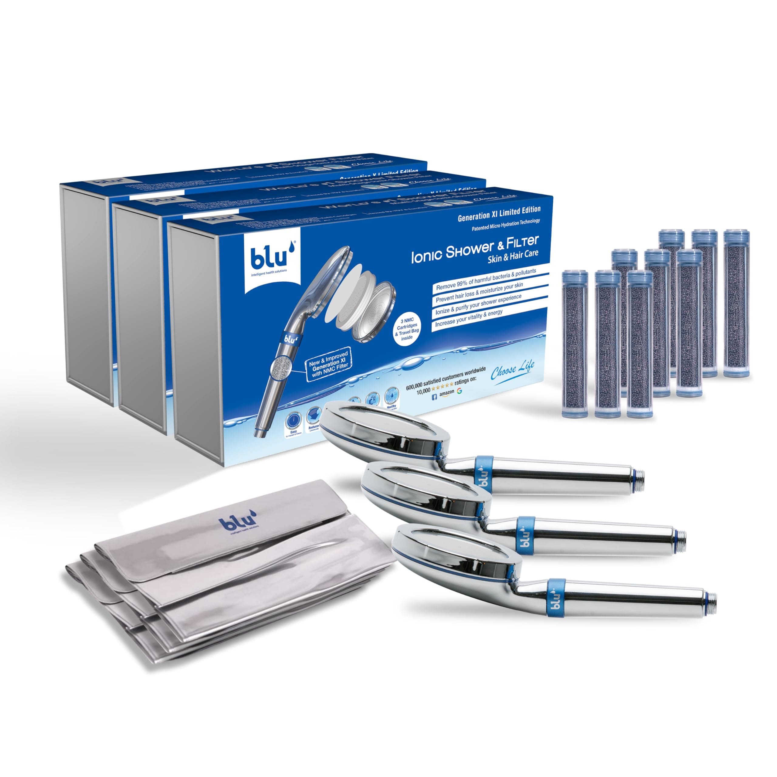 blu Ionic Shower Head and Shower Filter - Handheld - 3 Pcs Combo - Removes Chlorine & Harmful Pollutants - Prevent Hair Loss & Moisturize Your Skin, Chrome on Amazon.ae - Price Tracker