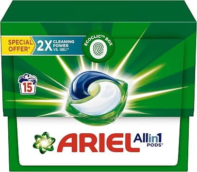 Ariel Original All-in-1 Pods, 15 Count Laundry Detergent Pods.Cleans, Lifts Stains and Brightens - متتبع أسعار Amazon.sa