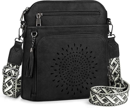 RAINSMORE Crossbody Bags for Women Leather Purse with Built in Wallet & Wide Straps Travel Cross Body Shoulder Handbags على Amazon.ae - متتبع الأسعار