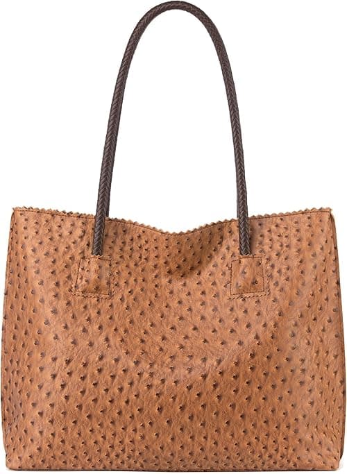 Milan Chiva Tote Bag for Women Large Ostrich Shoulder Handbags with Zipper on Amazon.ae - Price Tracker