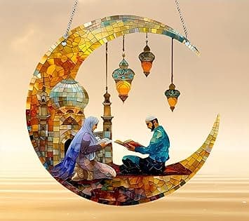 Ramadan Pendant Ornament,Eid Mubarak Wooden Hanging Sign Decorations with Lanyard,Ramadan Kareem Moon Star Door Wall Window Hanger for Eid Al Fitr Muslim Home Decor Party Supplies (Moon Castle) on Amazon.ae - Price Tracker