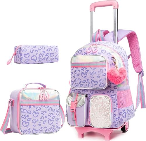 HTgroce School Bag with Wheels Trolley School Bag Backpack School Backpack Trolley School Trolley School Bag Girls Large Trolley School Bag Backpack with Wheels for Girls Children on Amazon.ae - Price Tracker