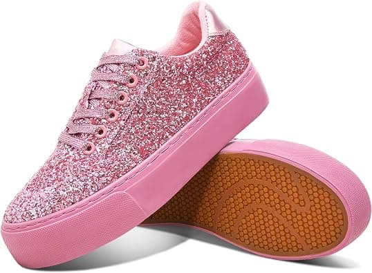 Jeekopeg Glitter Platform Sneakers Women Casual Sequin Sparkly Shoes Bling Thick Sole Walking Shoes Shiny Sequin Wedding Sneakers for Lady على Amazon.ae - متتبع الأسعار