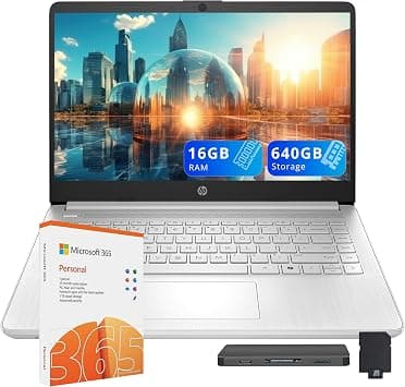HP Stream 14" HD Laptop, Intel Processor N150, 16GB RAM, 640GB Storage(128GB UFS+512GB Docking Station Set), Intel Graphics, Webcam, Wi-Fi 6, 1 Year Office 365, Copilot, Fast Charge, Win 11, Silver on Amazon.sa - Price Tracker