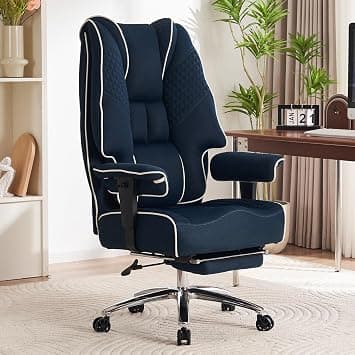 EXCEBET Big and Tall Office Chair 400lbs Wide Seat, Leather High Back Executive Office Chair with Foot Rest, Ergonomic Chairs Lumbar Support for Lower Back Pain Relief (Mesh Dark Blue) on Amazon.ae - Price Tracker