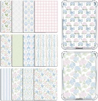 Rngmsi Insert Cardstock for Clear Case - 12 Pcs Blue Pink Flower Cardstock Inserts Compatible with Kindle Paperwhite 11th-12th, 6.9"X4.8" Bow Floral Papers for E-Reader Clear Back Cover Accessories على Amazon.ae - متتبع الأسعار