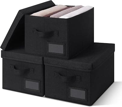 GRANNY SAYS Fabric Storage Boxes, 3 Pieces Grey Storage Box with Lid, Storage Organizer, Folding Storage Baskets, Large, Black - Amazon.sa Price Tracker