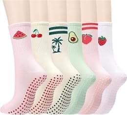 6 Pairs Pilates Socks with Grips for Women Fruit Yoga Non Slip Grippy Crew Socks for Workout Hospital Slipper Ballet Gifts, Multicolor, One size - Amazon.ae Price Tracker