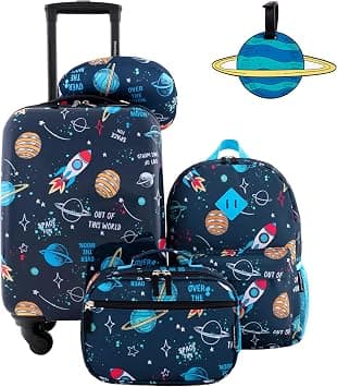 Travelers Club 5-Pc 18" Kids Luggage Set With 360° 4-Wheel Spinner System, Space on Amazon.ae - Price Tracker