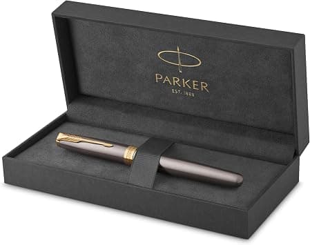 PARKER Sonnet Rollerball Pen | Grey Lacquer with Gold Trims | Fine Stainless Steel Point | Black Ink Refill | Gift Box | Perfect Graduation Gifts on Amazon.sa - Price Tracker