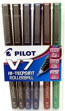 PILOT V7 Hi-Tecpoint Rollerball Pen, 0.7 mm Tip - Assorted, Pack of 6 on Amazon.sa - Price Tracker