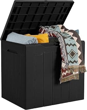 WWI Large Resin Deck Box 28 Gallon Outdoor Garden Storage Box Waterproof Lockable Container Storage Box for Patio Furniture, Outdoor Cushions, Garden Tools (106L) - متتبع أسعار Amazon.sa