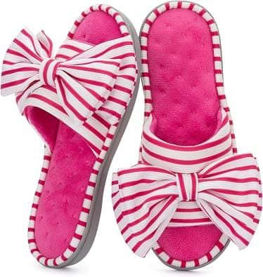 ULTRAIDEAS Women's Memory Foam Open Toe Slide Slippers with Cute Bowknot, Ladies' Slip on House Shoes Spa Slippers with Indoor Outdoor Anti-Skid Rubber Sole على Amazon.ae - متتبع الأسعار