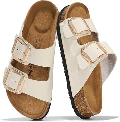 Project Cloud Genuine Leather Flat Sandals Comfortable Beach Essentials Womens Sandals Memory Foam Vacation Essentials Slides for Women Footwear (Santorini) on Amazon.ae - Price Tracker