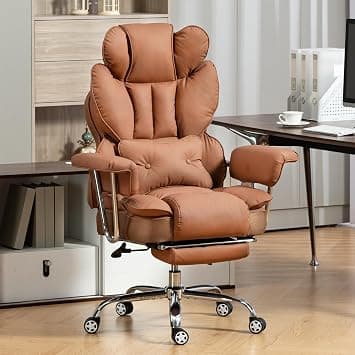 AnneFish Ergonomics Office Chair with Footrest, Executive High Back Reclining Desk Chair, Home Office Comfortable PU Leather Computer Chair Spring Seat Silent Wheels (Reddish-Brown) - Amazon.sa Price Tracker